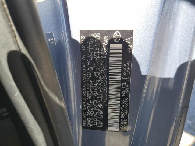 JTNJJXB00DJ026116 - 2013 TOYOTA SCION IQ BLUE photo 12