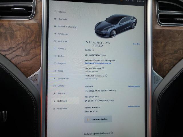 5YJSA1E27GF151001 - 2016 TESLA MODEL S შავი ფოტო 9