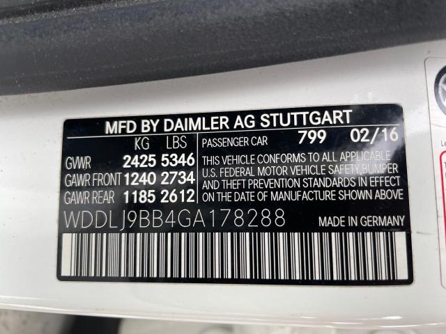 WDDLJ9BB4GA178288 - 2016 MERCEDES-BENZ CLS 550 4MATIC WHITE photo 10