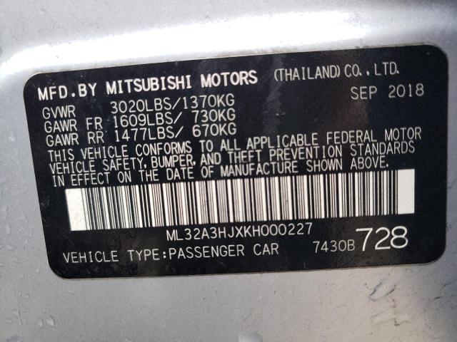 ML32A3HJXKH000227 - 2019 MITSUBISHI MIRAGE ES SILVER photo 13