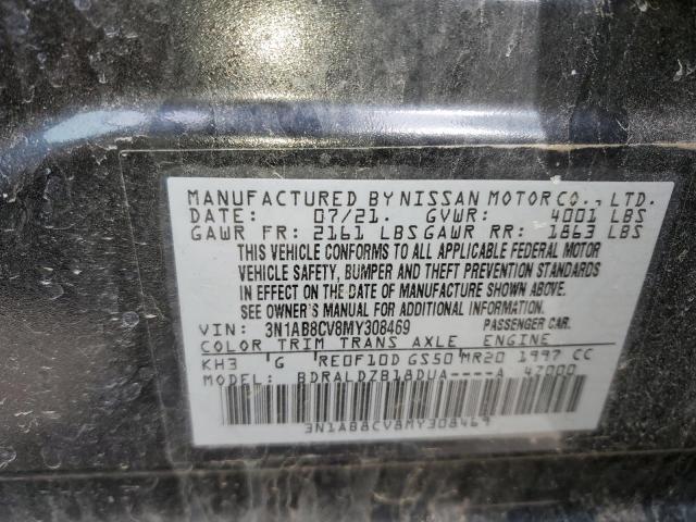 3N1AB8CV8MY308469 - 2021 NISSAN SENTRA SV BLACK photo 12