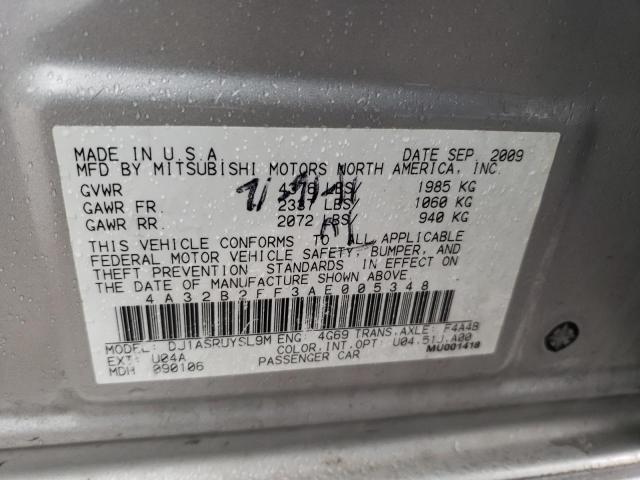 4A32B2FF3AE005348 - 2010 MITSUBISHI GALANT FE SILVER photo 12