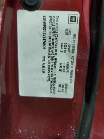 2G4WF5214V1476805 - 1997 BUICK REGAL GS RED photo 12