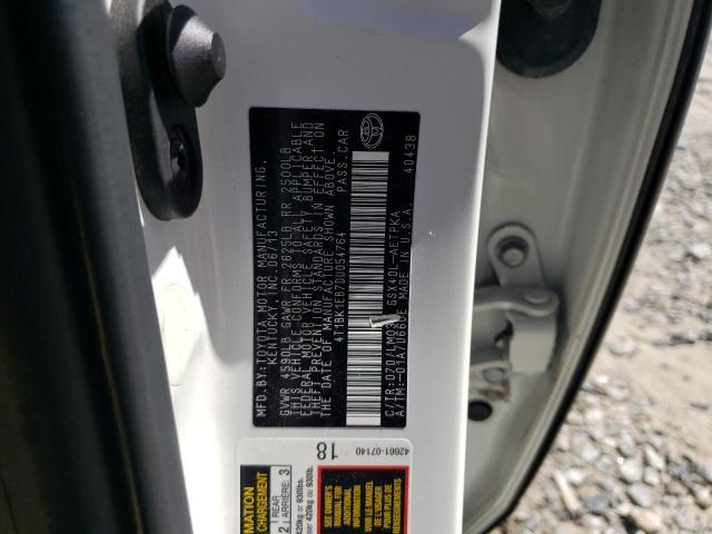 4T1BK1EB7DU054764 - 2013 TOYOTA AVALON BASE 白色 照片 12