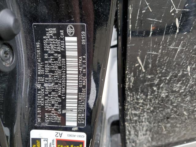 4T1BK3DB0BU422308 - 2011 TOYOTA AVALON BASE 黑色 照片 12