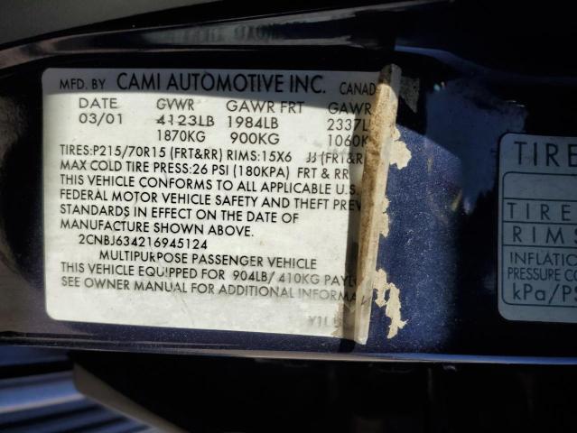 2CNBJ634216945124 - 2001 CHEVROLET TRACKER LT BLUE photo 12