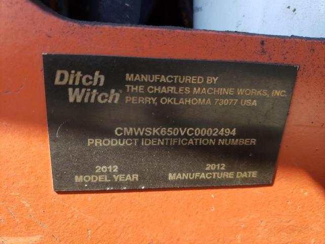 CMWSK650VC0002494 - 2012 DITCH WITCH WITCH ORANGE photo 10