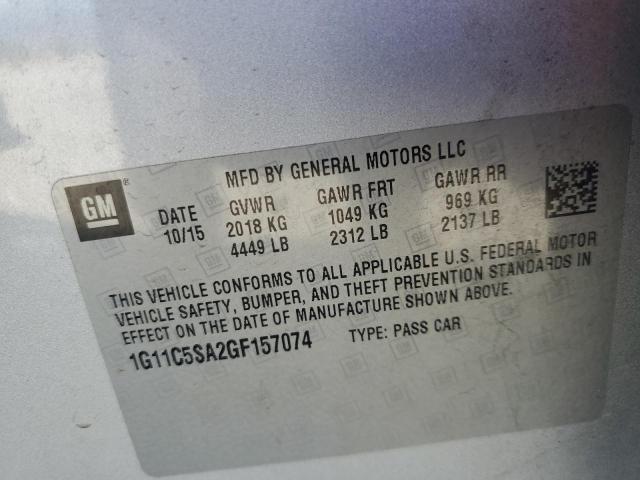 1G11C5SA2GF157074 - 2016 CHEVROLET MALIBU LIM LT SILVER photo 12