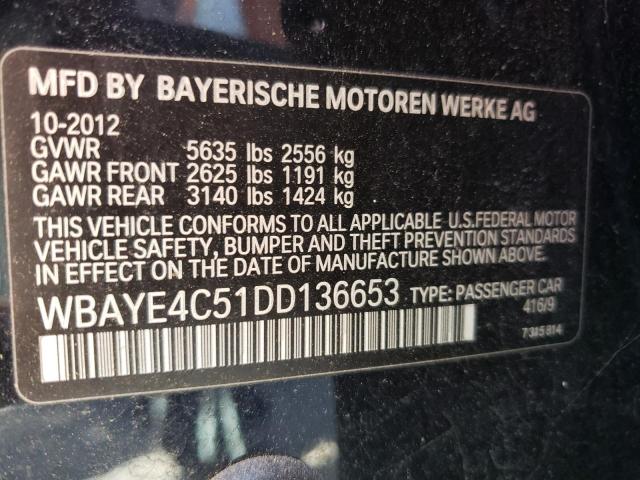 WBAYE4C51DD136653 - 2013 BMW 740 LI BLUE photo 13