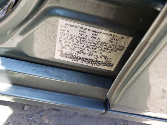 1N4BL11D66N421410 - 2006 NISSAN ALTIMA SE GREEN photo 10