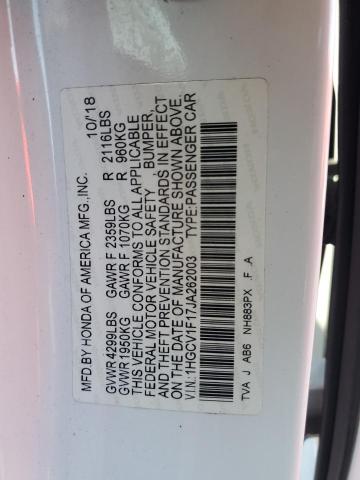 1HGCV1F17JA262003 - 2018 HONDA ACCORD LX WHITE photo 12