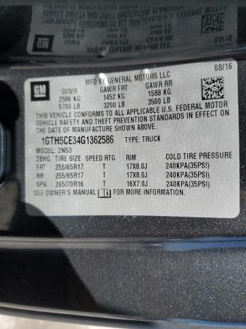 1GTH5CE34G1362586 - 2016 GMC CANYON SLE GRAY photo 12