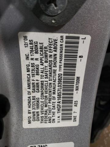 1HGFA16857L039820 - 2007 HONDA CIVIC EX SILVER photo 13