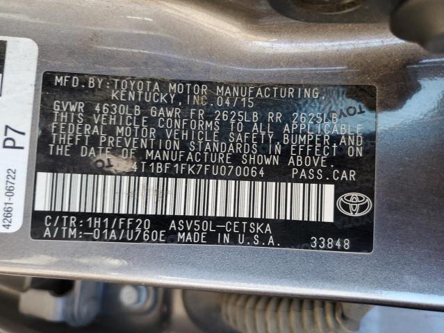 4T1BF1FK7FU070064 - 2015 TOYOTA CAMRY LE GRAY photo 13