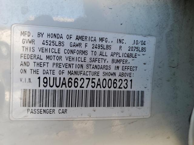 19UUA66275A006231 - 2005 ACURA TL WHITE photo 12