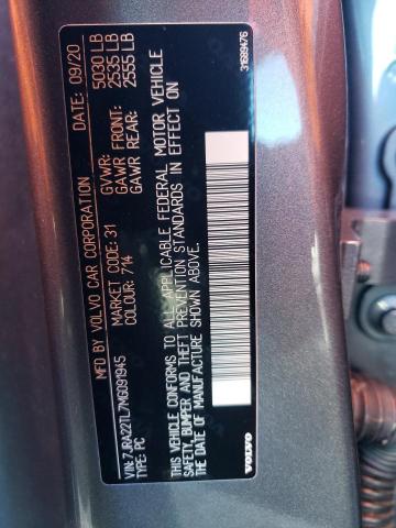 7JRA22TL7MG091945 - 2021 VOLVO S60 T6 INSCRIPTION GRAY photo 12