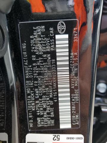 4T1G11AK6RU233318 - 2024 TOYOTA CAMRY SE NIGHT SHADE BLACK photo 12