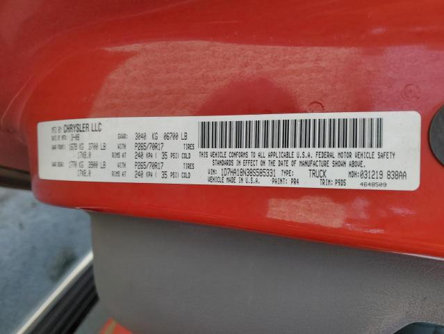 1D7HA18N38S585331 - 2008 DODGE RAM 1500 ST RED photo 12