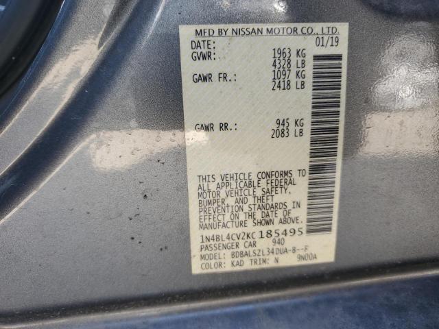 1N4BL4CV2KC185495 - 2019 NISSAN ALTIMA SR GRAY photo 12