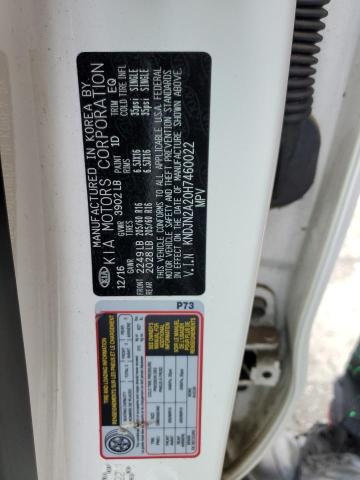 KNDJN2A20H7460022 - 2017 KIA SOUL WHITE photo 12