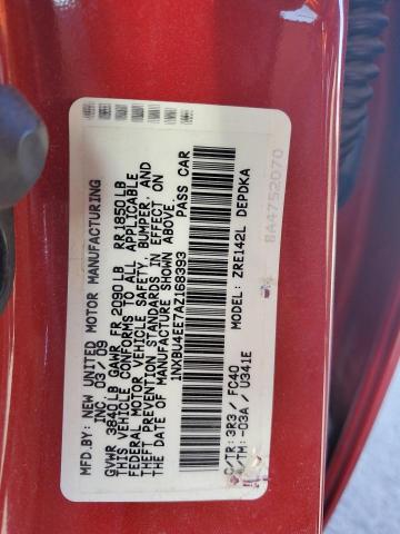 1NXBU4EE7AZ168393 - 2010 TOYOTA COROLLA BASE RED photo 12