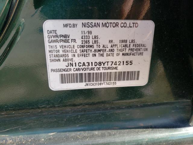 JN1CA31D8YT742155 - 2000 NISSAN MAXIMA GLE GREEN photo 12