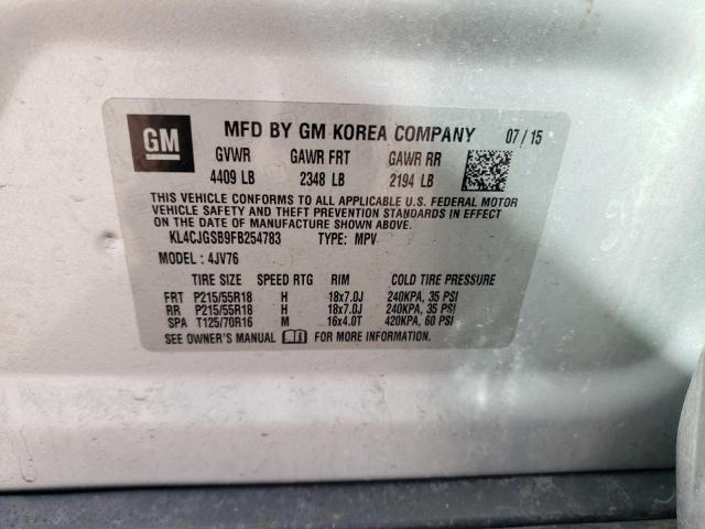 KL4CJGSB9FB254783 - 2015 BUICK ENCORE SILVER photo 14