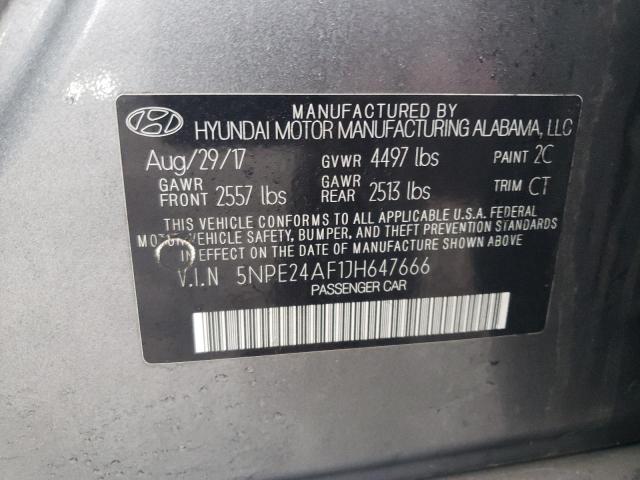 5NPE24AF1JH647666 - 2018 HYUNDAI SONATA SE GRAY photo 12