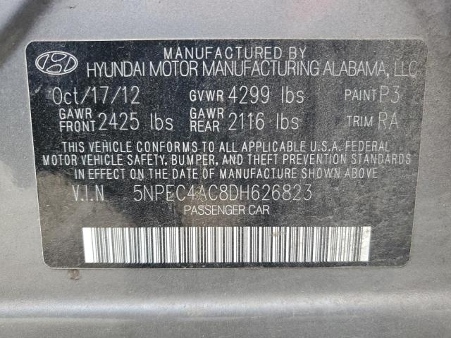 5NPEC4AC8DH626823 - 2013 HYUNDAI SONATA SE GRAY photo 12