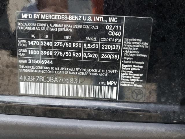 4JGBF7BE3BA705831 - 2011 MERCEDES-BENZ GL 450 4MATIC BLACK photo 14