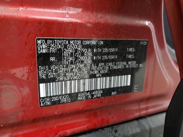 JTMFB3FV9MD071981 - 2021 TOYOTA RAV4 PRIME XSE RED photo 14