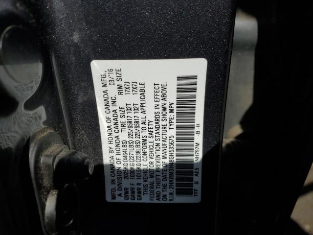 2HKRM3H48GH535675 - 2016 HONDA CR-V SE GRAY photo 12