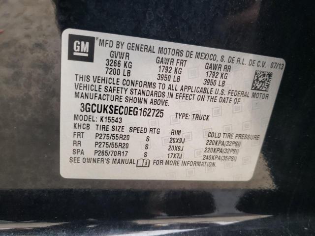 3GCUKSEC0EG162725 - 2014 CHEVROLET SILVERADO K1500 LTZ BLACK photo 12