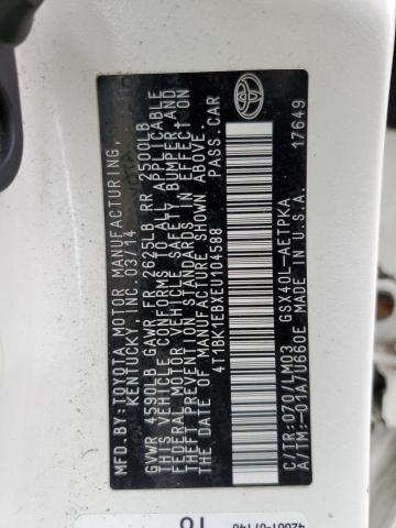 4T1BK1EBXEU104588 - 2014 TOYOTA AVALON BASE 白色 照片 13