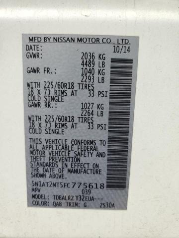 5N1AT2MT5FC775618 - 2015 NISSAN ROGUE S CREAM photo 13