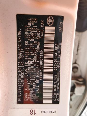 4T1BK1EB9DU011284 - 2013 TOYOTA AVALON BASE 白色 照片 12