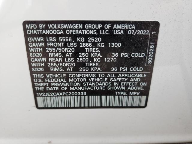 1V2JE2CAXPC200333 - 2023 VOLKSWAGEN ATLAS CROS SE WHITE photo 13