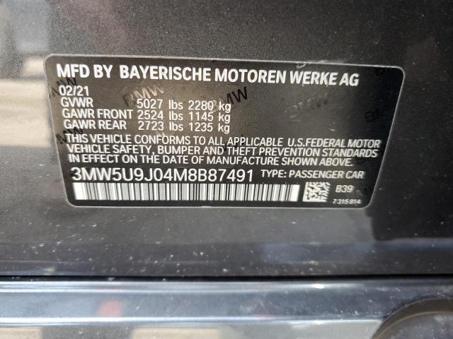 3MW5U9J04M8B87491 - 2021 BMW M340XI GRAY photo 12