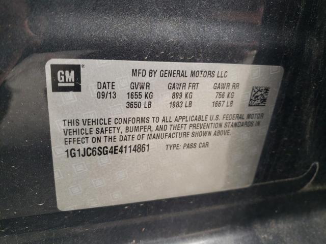 1G1JC6SG4E4114861 - 2014 CHEVROLET SONIC LT GRAY photo 12