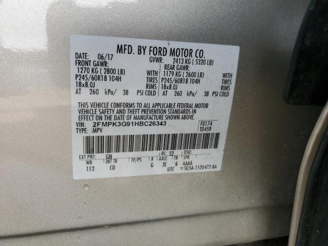 2FMPK3G91HBC26343 - 2017 FORD EDGE SE GOLD photo 13