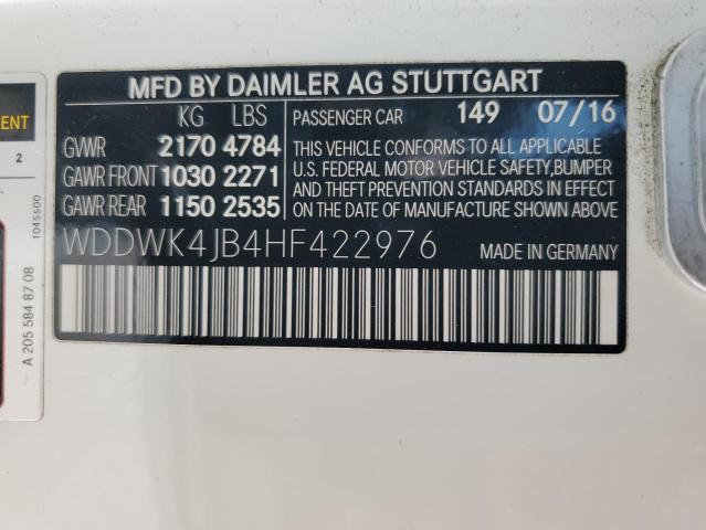 WDDWK4JB4HF422976 - 2017 MERCEDES-BENZ C 300 WHITE photo 12