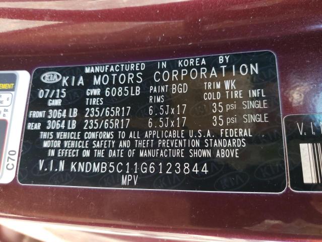 KNDMB5C11G6123844 - 2016 KIA SEDONA LX BURGUNDY photo 13