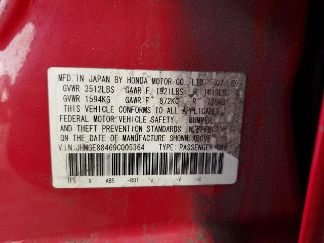 JHMGE88469C005364 - 2009 HONDA FIT SPORT RED photo 12