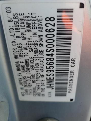 JHMES95684S000628 - 2004 HONDA CIVIC HYBRID SILVER photo 12