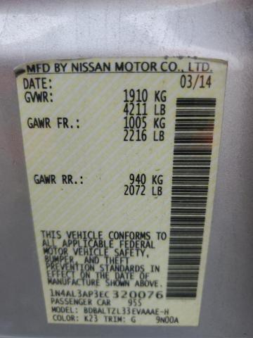 1N4AL3AP3EC320076 - 2014 NISSAN ALTIMA 2.5 SILVER photo 12