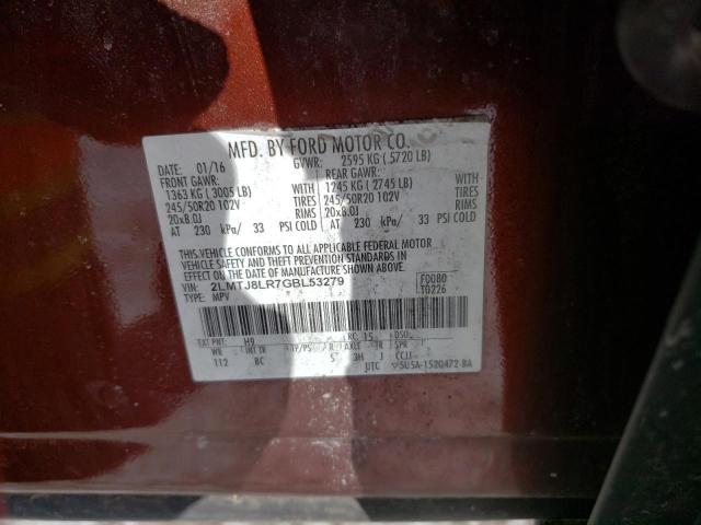 2LMTJ8LR7GBL53279 - 2016 LINCOLN MKX RESERVE BURGUNDY photo 13