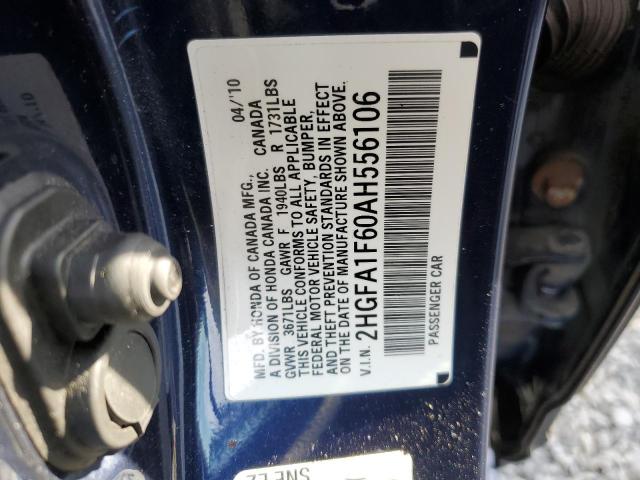 2HGFA1F60AH556106 - 2010 HONDA CIVIC LX-S Mavi foto 12