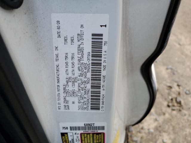 5TFRX5GN9LX179961 - 2020 TOYOTA TACOMA ACCESS CAB 白色 照片 12