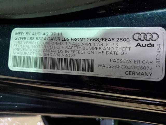 WAUSGAFCXCN026072 - 2012 AUDI A7 PRESTIGE BLUE photo 12