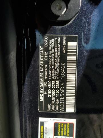 WDBTK56F09T103428 - 2009 MERCEDES-BENZ CLK 350 BLUE photo 12